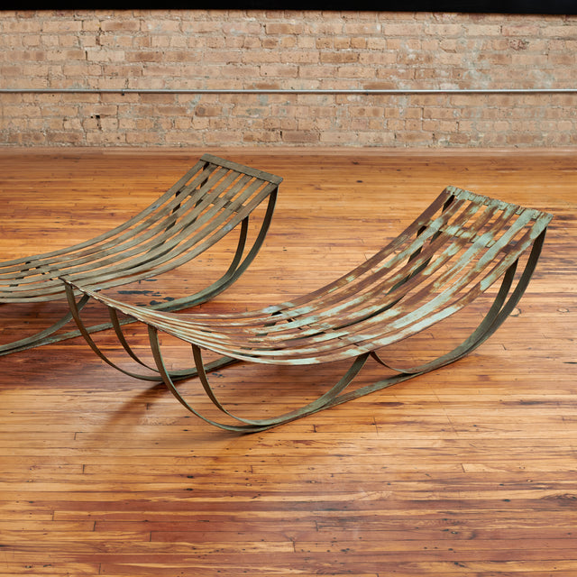 Pair of 1950’s French Sculptural Steel Lounges