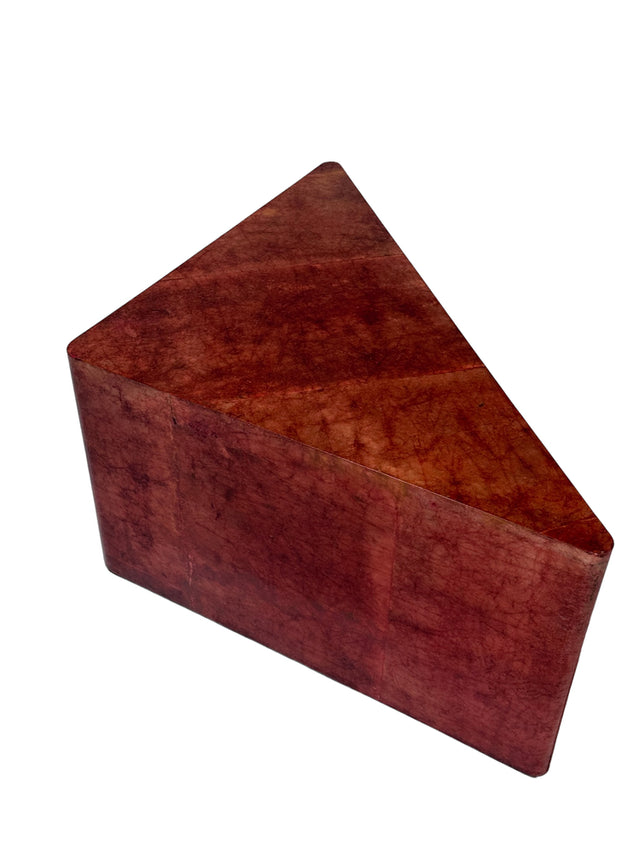 Aldo Tura Red Lacquered Triangular Goatskin Coffee Table