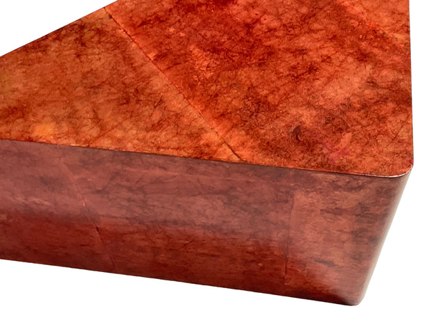 Aldo Tura Red Lacquered Triangular Goatskin Coffee Table