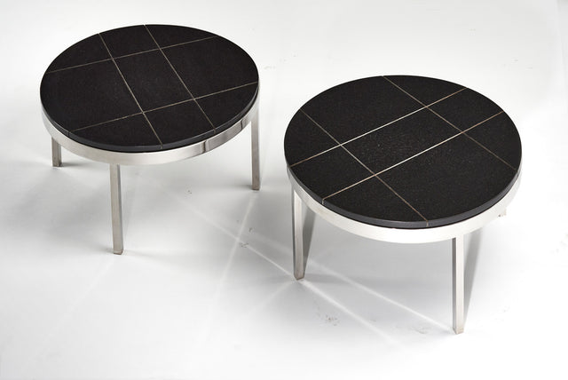 Knoll Black Granite and Stainless Steel Side/End Tables