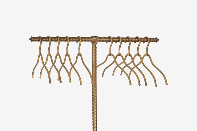 Italian Brass Coat Rack and Hangers