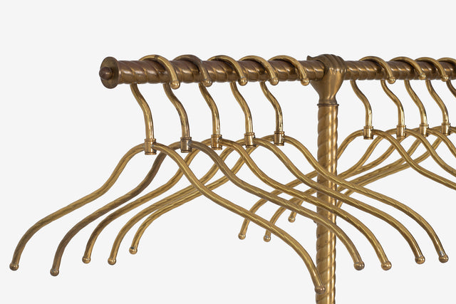 Italian Brass Coat Rack and Hangers