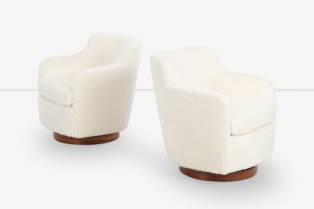 Pair of Milo Baughman Swivel Rocker Lounge Chairs
