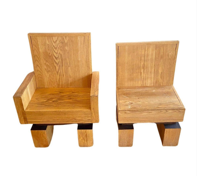 Vintage Studio Crafted Oak Side Chairs