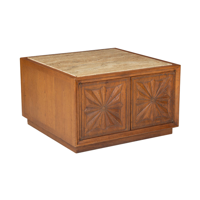 Henredon "Town and Country" Travertine and Oak Coffee Table